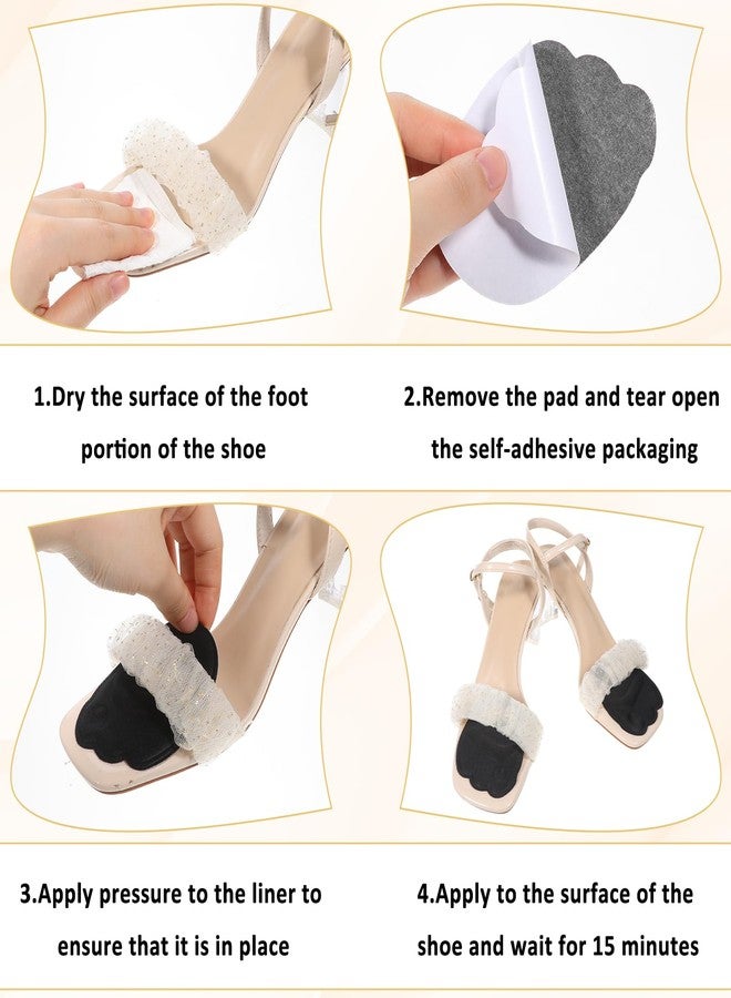 Yuomeaz 4 Pairs Shoes Inserts for Women Ball of Foot Cushions, Metatarsal Pads, High Heel Non-Sliding Insole, Forefoot Cushion for Metatarsalgia Mortons Neuroma Pain Relief (Black+Light Brown) - Image 3